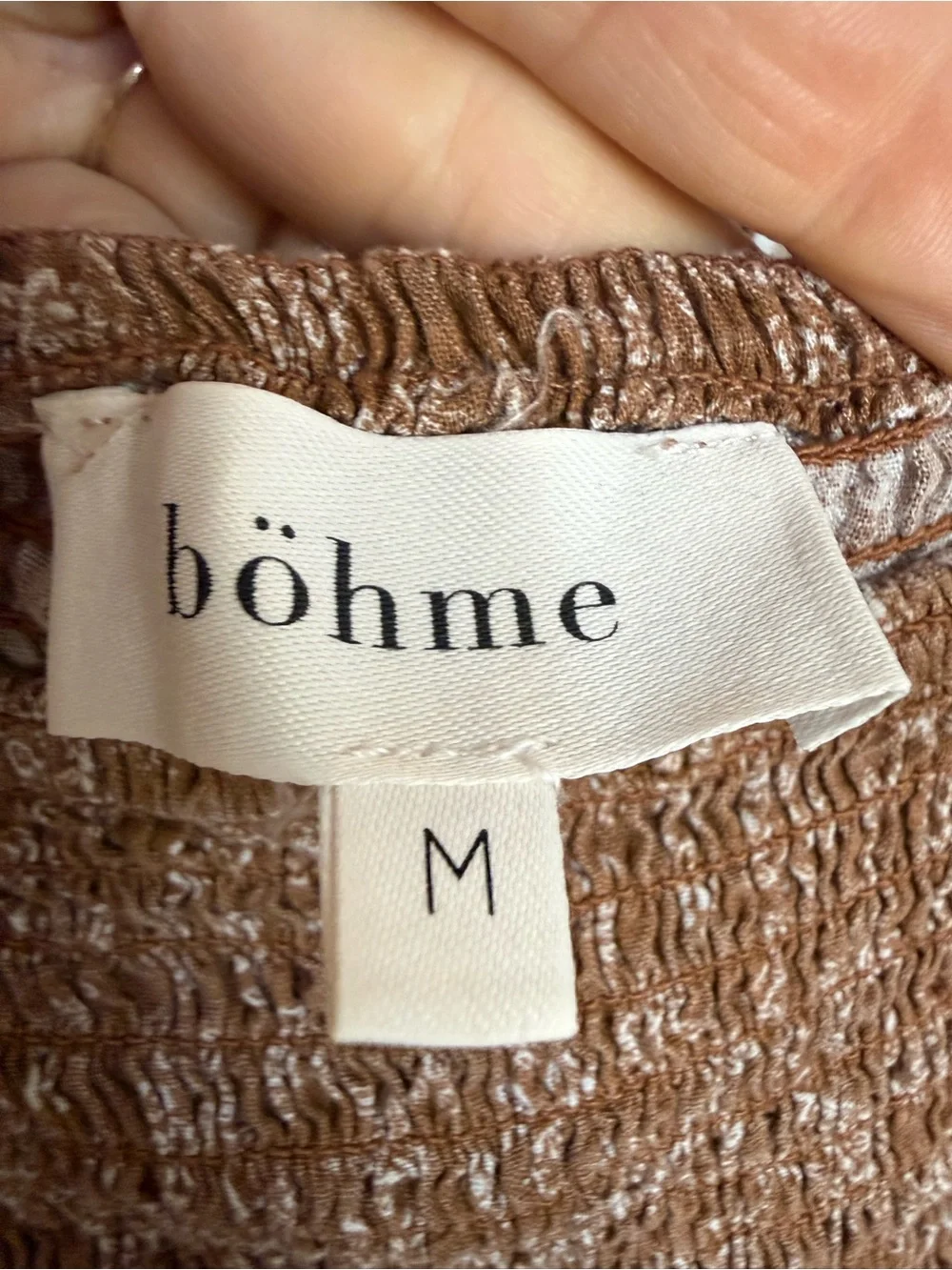 Brown Floral BÖHME Smocked Dress with Puff Sleeves